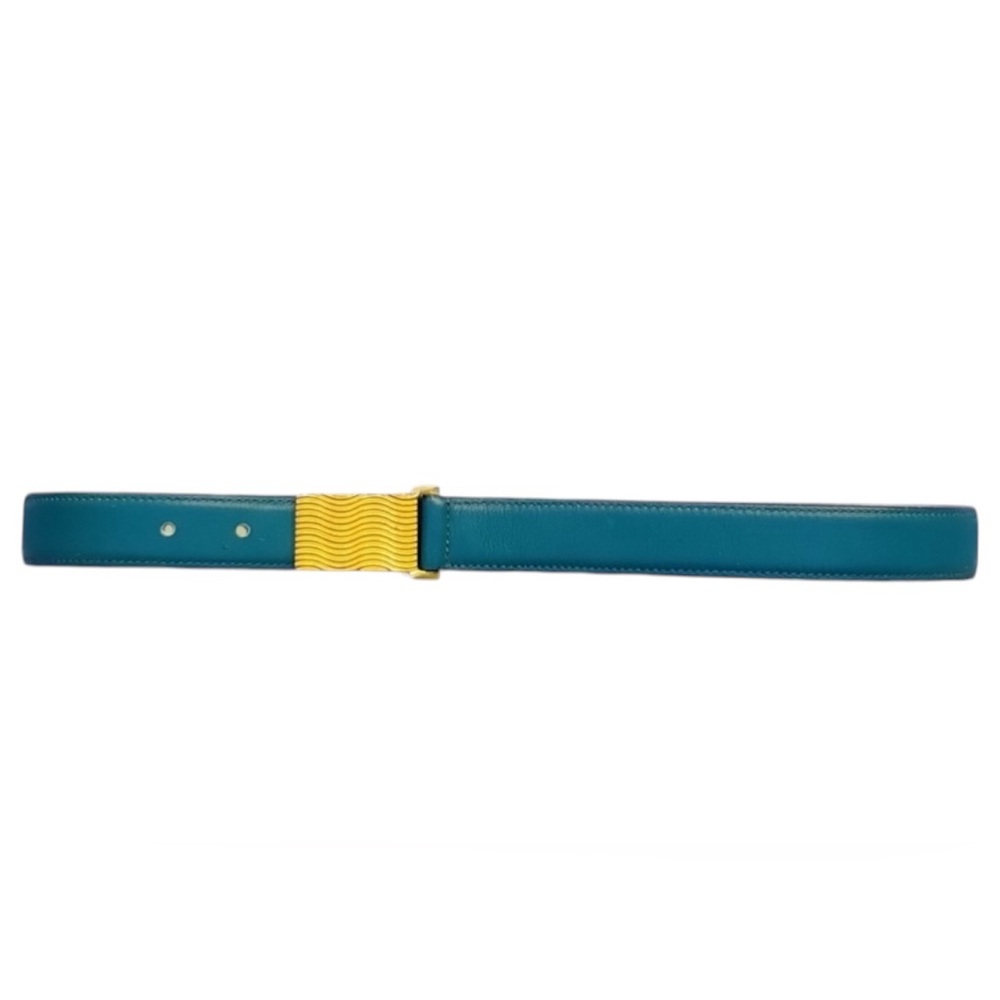 Alan Austin Made In Italy Teal Leather Gold Buckle